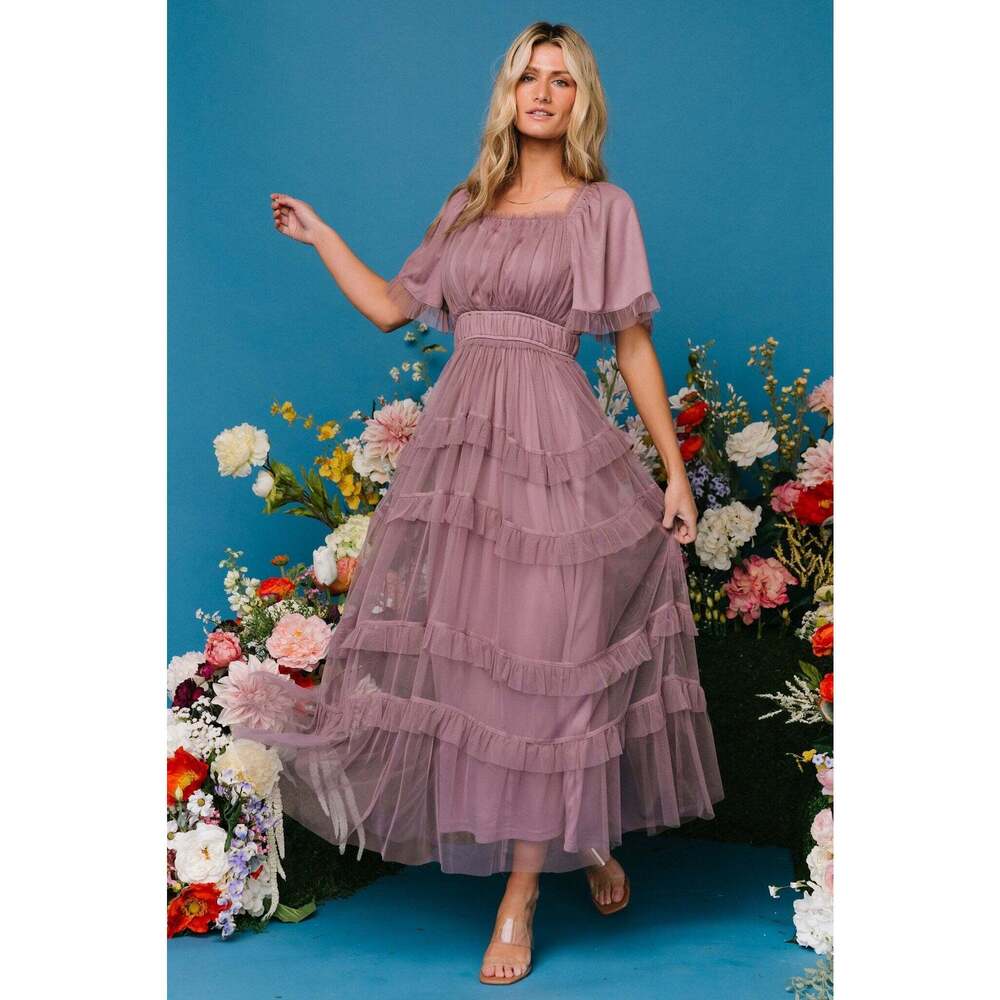 Baltic Born Magdalena Tulle Maxi Dress | Dusty Orchid Size XL - Picture 4 of 5